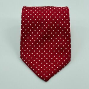 Brooks Brothers Mens Red White Polka Dot Silk Tie Hand Made USA